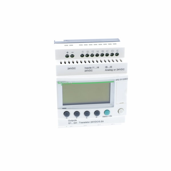 Zelio Logic - relais intelligent compact - 12 E/S 24Vcc - horloge - affichage - IP20, IP40 - temps de cycle : 6 à 90ms - 0 à 240 lignes de schéma de contrôle avec Ladder programmation, 0 à 500 avec FBD programmation - visuel 1