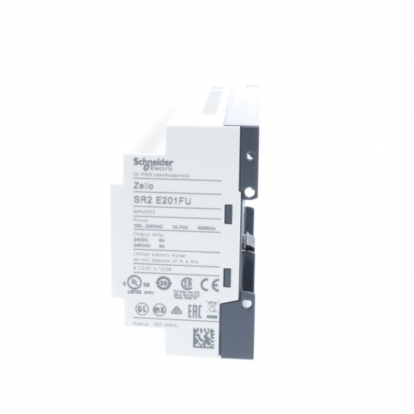 Zelio Logic - relais intelligent compact - 20 E/S 100..240Vca - horloge - sans affichage - IP20, IP40 - temps de cycle : 6 à 90ms - 0 à 240 lignes de schéma de contrôle avec Ladder programmation, 0 à 500 avec FBD programmation - visuel 4