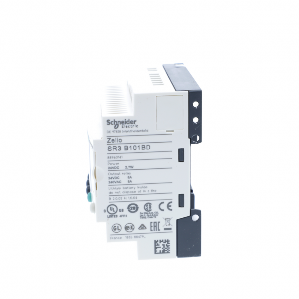 Zelio Logic - relais intelligent modul.- 10 E/S - 24Vcc - horloge - avec affichage - tps de sauvegarde : 10 ans à 25 °C - tps de cycle : 6…90 ms - courant d'alimentation maximale : 100 mA (avec, ss extension) - IP20 (born.), IP40 (face av.) - visuel 4