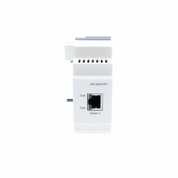 Zelio Logic - module de communication esclave réseau Modbus 24Vcc - câblage : 2 ou 4 fils - IP20, IP40 - port de communication : RS485 - raccordement : 1 connecteur RJ45 - visuel 1