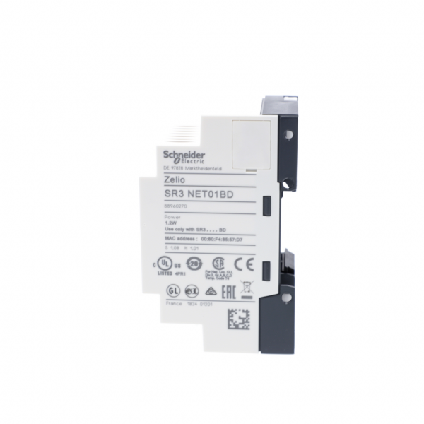 Zelio Logic - interface de communication Ethernet - pour relais intelligent - IP20, IP40 - protocole de communication : Ethernet - port de communication : 10/100BASE-T - raccordement : 1 connecteur RJ45 - langage de programmation : FBD - visuel 4