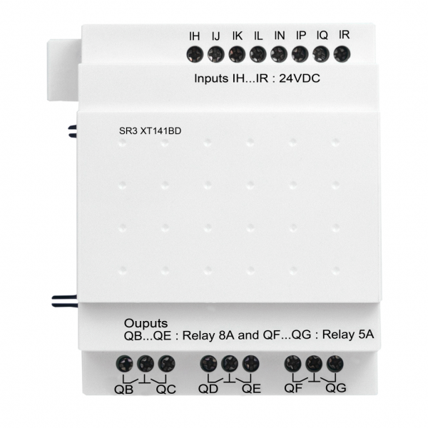 Zelio Logic - module d'extension E/S TOR - 14 entrées/sorties - 24Vcc - tps de sauvegarde : 10 ans à 25 °C - tps de cycle : 6…90 ms - IP20 (born.), IP40 (face av.) - nombre d'entrées TOR : 8 - visuel 1