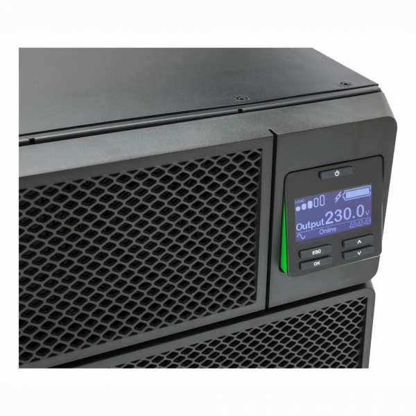 APC Smart - UPS SRT - 5000VA - RM - 230V - haute protection pour applications marines - H13xL43,2xP71,94cm - IP20 - puissance nominale : 4 500W - connexion sortie : 6 CEI 60320 C13, 2 CEI Jumpers, 4 CEI 60320 C19 - batterie au plomb scellée - visuel 3