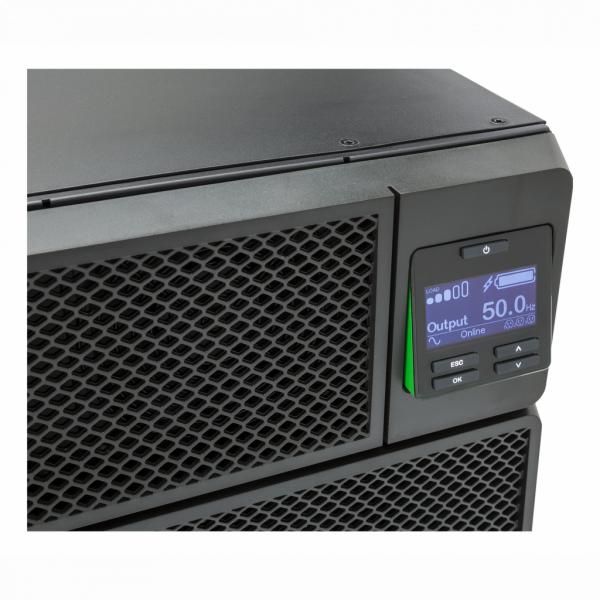 APC Smart - UPS SRT - 5000VA - RM - 230V - haute protection pour applications marines - H13xL43,2xP71,94cm - IP20 - puissance nominale : 4 500W - connexion sortie : 6 CEI 60320 C13, 2 CEI Jumpers, 4 CEI 60320 C19 - batterie au plomb scellée - visuel 4