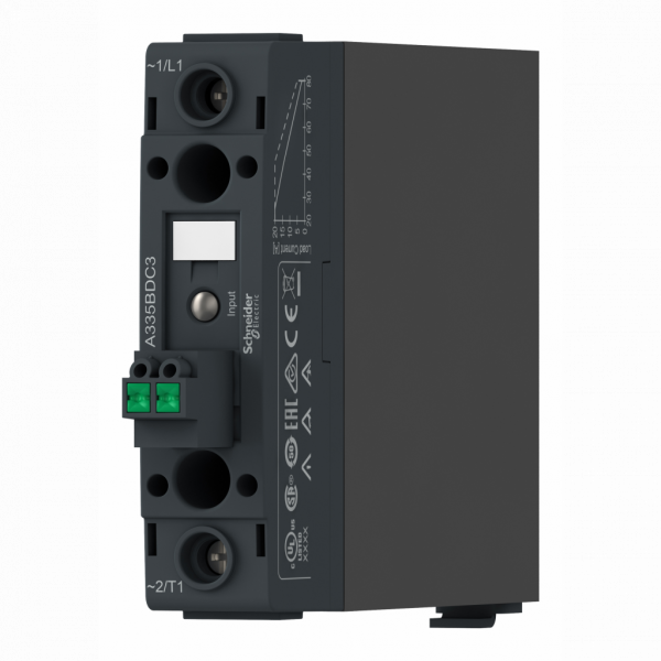 Harmony Relay - relais statique - rail DIN, 1 phase, simple phase - monophasé - H91,9mmxL22,5mxP133,8mm - courant nominal : 20 A - IP20 - montage : rail DIN symétrique 35 mm - configuration du contacteur avec entrée à ressort enfichable - visuel 2