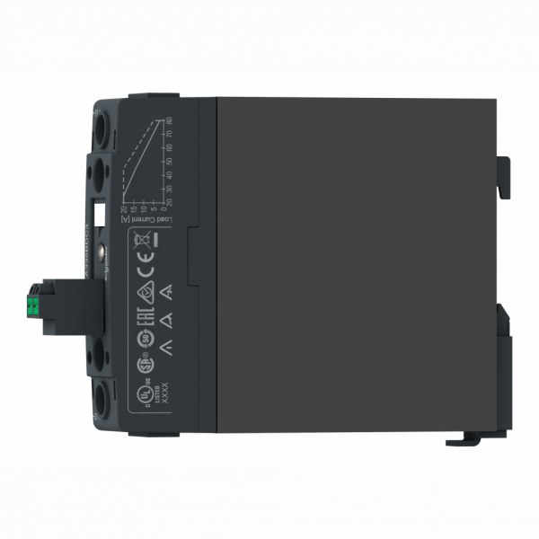 Harmony Relay - relais statique - rail DIN, 1 phase, simple phase - monophasé - H91,9mmxL22,5mxP133,8mm - courant nominal : 20 A - IP20 - montage : rail DIN symétrique 35 mm - configuration du contacteur avec entrée à ressort enfichable - visuel 4