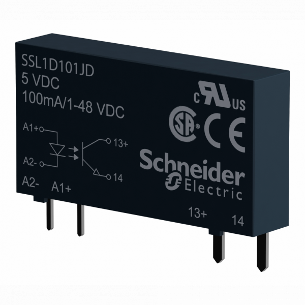 Harmony Relay - relais statique - 1 phase sans relais - 48vdc 10 0ma 24vdc - H28mmxL5mxP15mm - courant nominal : 0,1 A - montage : socle - visuel 3