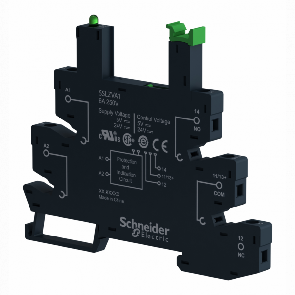 Harmony Control - embase SSL - 6A - 5 à 24V CC - bornes à vis - lot de 10 - prise pour SSL1 - forme des broches : plat - contacts séparés - H101mmxL6,3mmxP78,6mm - IP20 - visuel 3
