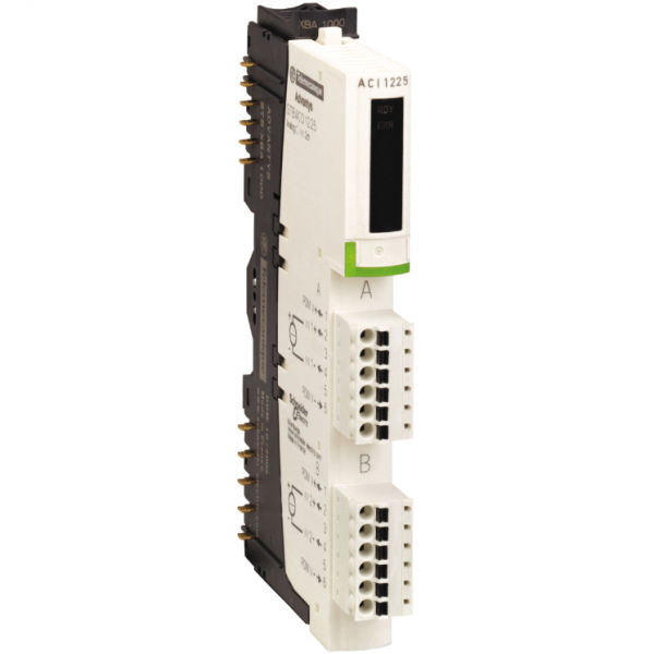Advantys STB - kit d'entrées analogiques de base - 4..20mA - 2E - 10 bits+signe - H13,9mmxL128,3mmxP70mm - type d'entrée analogique : courant 4...20 mA - filtre d'entrée passe-bas simple 25 Hz - visuel 2