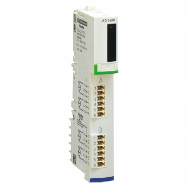 Advantys STB - kit d'entrées analogiques standard - 4..20mA - 8 E - 15bits + signe - H18,4mmxL128,3mmxP70mm - type d'entrée analogique : courant 0...20 mA - filtre d'entrée passe-bas simple 25 Hz - visuel 1