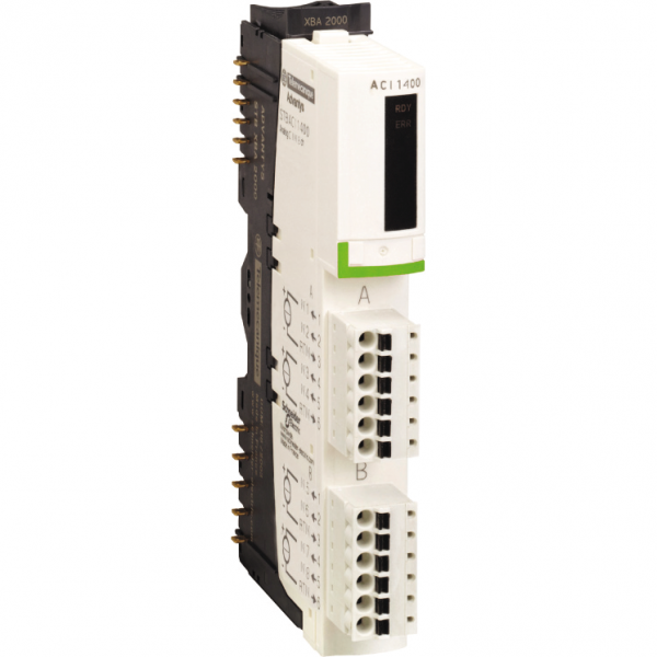 Advantys STB - kit d'entrées analogiques standard - 4..20mA - 8 E - 15bits + signe - H18,4mmxL128,3mmxP70mm - type d'entrée analogique : courant 0...20 mA - filtre d'entrée passe-bas simple 25 Hz - visuel 2