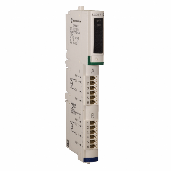 Advantys STB - kit de sorties analogiques standard - 0..20mA - 2 S - 12 bits - H13,9mmxL128,3mmxP70mm - sortie analogique : courant: 0...20 mA - IP20 - - visuel 1