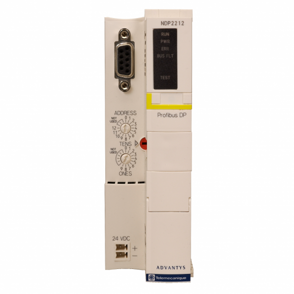 Advantys STB - module d'interface réseau standard - Profibus DP - 9,6kbit/s - H40mmxL128,3mmxP70mm - bus domotique industriel DP V.0 - 125 esclaves - segments : 1 primaire, 6 extensions maximum - IP20 - visuel 1