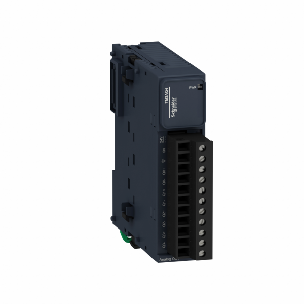 Modicon TM3 - module 4 sorties analogiques - 10-0-10V, 0/4-20mA, vis - H90mmxL23,6mmxP70mm - compatibilité : Modicon M221, Modicon M241, Modicon M251, Modicon M262 - visuel 1