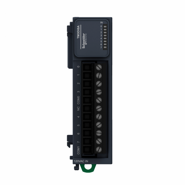 Modicon TM3 - module 8 entrées 120VCA - à vis - H90mmxL27,4mmxP84,6mm - IP20 - compatibilité de gamme : Modicon M241, M251, M221, M262 - CEI 61131-2 - visuel 1