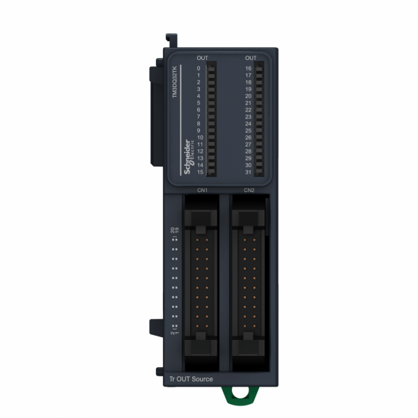 Modicon TM3 - module 32 sorties TOR, PNP 0,1A, connecteur HE 10 - H90mmxL33,5mmxP81,3mm - compatib.: Modicon M241, M251, M221, M262 - logique de sortie : positif, négatif - tension de sortie logique : 24VCC pour sortie transistor - IP20 - visuel 1