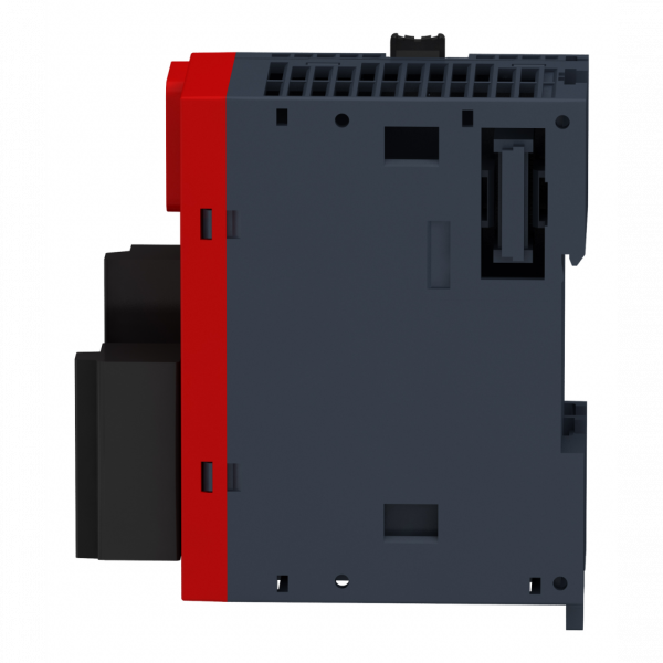 Modicon TM3 - module sécurité contrôle AU/inter, cat. 4 SIL3, 24VCC, à vis - H94mmxL43,7mmxP73mm -IP20 - utilisation : contrôle d’arrêt d’urgence et d’interrupteurs - visuel 3