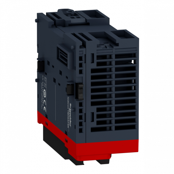 Modicon TM3 - module sécurité contrôle AU/inter, cat. 4 SIL3, 24VCC, à vis - H94mmxL43,7mmxP73mm -IP20 - utilisation : contrôle d’arrêt d’urgence et d’interrupteurs - visuel 4