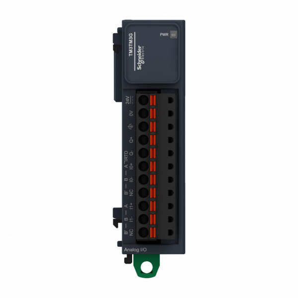 Modicon TM3 - module mixte 2 entrées - température sonde ou -10-0-10V, 0/4-20mA - ressort - H90mmxL70mmxP23,6mm - IP20 - compatibilité de gamme : Modicon M241, M251, M221, M262 - visuel 1
