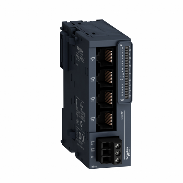 Modicon TM3 - module pour contrôle de 4 départs-moteurs TeSys - 4xRJ45 - 24V CC -H90mmxL30mmxP85mm - IP20 - compatibilité de gamme : Modicon M241, M251, M221, M262 - visuel 1