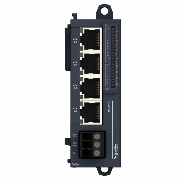 Modicon TM3 - module pour contrôle de 4 départs-moteurs TeSys - 4xRJ45 - 24V CC -H90mmxL30mmxP85mm - IP20 - compatibilité de gamme : Modicon M241, M251, M221, M262 - visuel 2