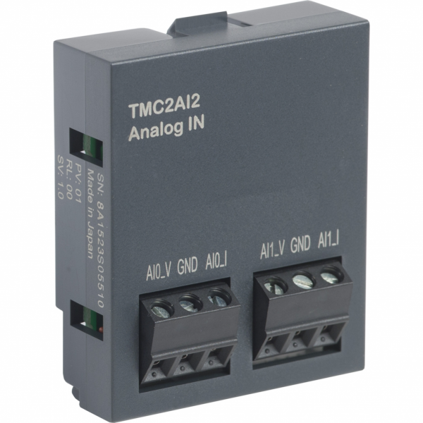 Modicon M221 - cartouche 2 entrées analogiques - tension 0-10V - courant 0/4-20mA - H41mmxL35mmxP15mm - résolution entrées analogiques : 12 bits - visuel 2