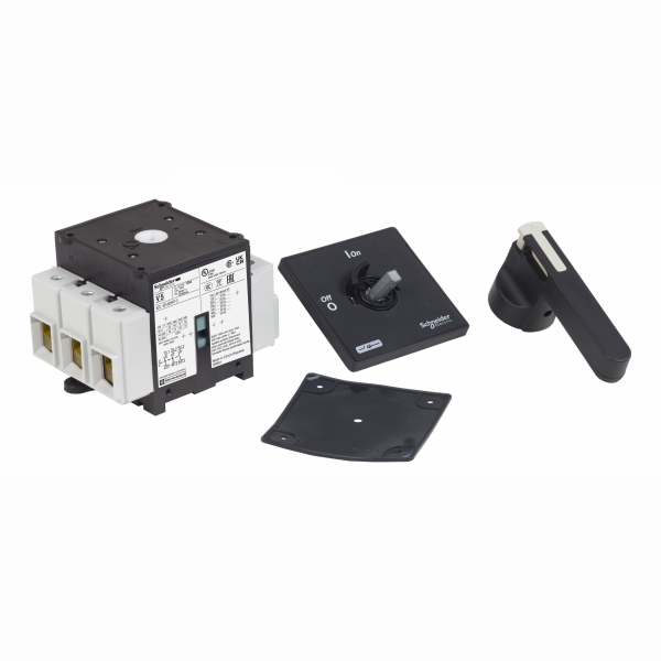 TeSys VBF - interrupteur-sectionneur - 3P - 690V 175A - crosse noire cadenassable, poignée rotative - arrêt d'urgence - H125mmxL90mm - dimension de base : 90 x 90mm - 1 à 3 cadenas 4…8 mm - IP20, IP65 - visuel 1