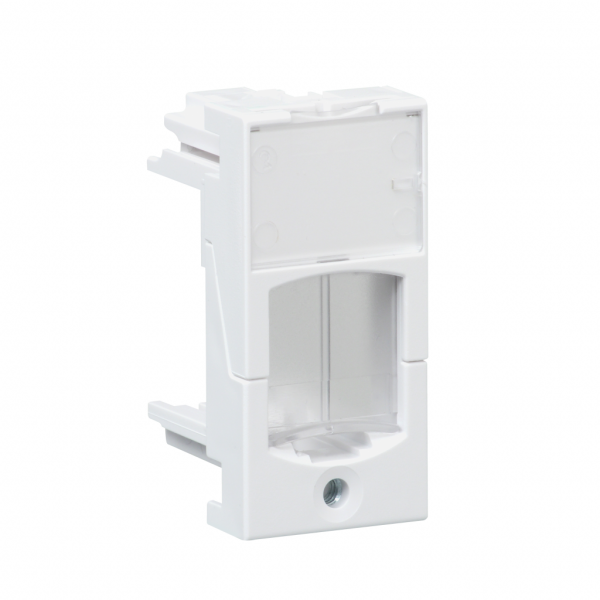 Actassi - support adaptable pour connecteur RJ45 S-ONE - H22,5mmxL45mmxP25mm - volet incolore - pour connecteur RJ45 - plaque de finition : blanc (RAL 9003), obturateur : transparent - 1 poste - fixation : vissé - visuel 2