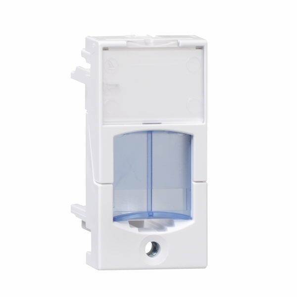 Actassi - support adaptable pour connecteur RJ45 S-ONE - H22,5mmxL45mmxP25mm - volet bleu - pour connecteur RJ45 - plaque de finition : blanc (RAL 9003), obturateur : bleu (RAL 5002) - 1 poste - fixation : vissé - visuel 1