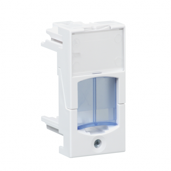 Actassi - support adaptable pour connecteur RJ45 S-ONE - H22,5mmxL45mmxP25mm - volet bleu - pour connecteur RJ45 - plaque de finition : blanc (RAL 9003), obturateur : bleu (RAL 5002) - 1 poste - fixation : vissé - visuel 2