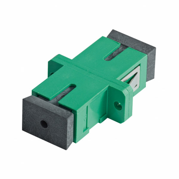 Resi9 - Actassi - connecteur traversée optique SC APC simplex - adaptateur fibre optique monomode - vert - H9,4mmxL27,6mmxl22,1mm - fixation par vis, clips - nombre d'accouplements minimum : 500 cycles - diamètre fibre optique : 9/125 µm - visuel 1