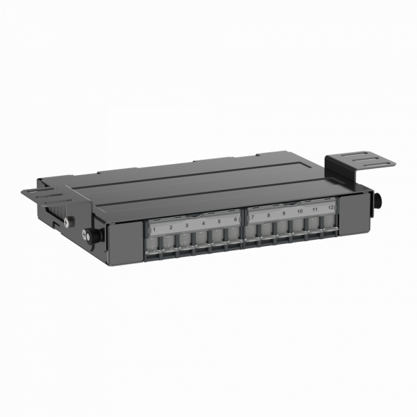 Actassi - boîtier de consolidation 12 ports S-ONE STP - à équiper - H60mmxL401mmxl305mm - noir (RAL 9005) - support de montage : chemin de câbles, échelle à câbles, treillis, monté au sol - fixation par vis - visuel 1