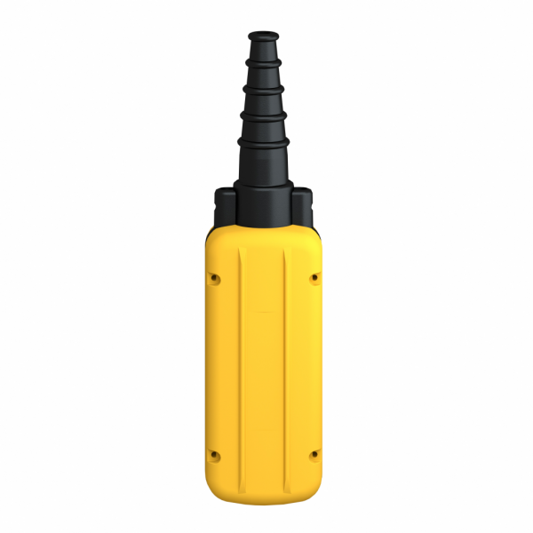 Harmony XACA - boîte pendante vide - 2 perçages verticaux - IP65 - centre découpe opérateur vertical : 30 mm - entrée de câble : manchon caoutchouc avec entrée à gradins 8…26 mm - couleur station de contrôle : jaune - visuel 2