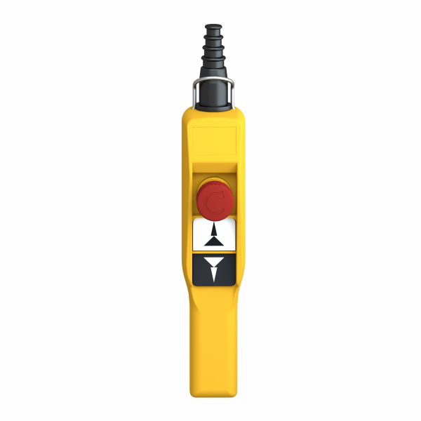 Harmony XACA - pistol grip - boîte pendante - 2 poussoirs 1 arrêt d'urgence - IP65 - type de circuit électrique : télécommande - couleur station de contrôle : jaune - visuel 1