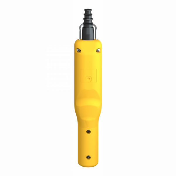 Harmony XACA - pistol grip - boîte pendante - 2 poussoirs capuchonnés - 1 arrêt d'urgence - IP65 - type de circuit élec. : télécommande - couleur station de contrôle : jaune - complet, prêt à utiliser - contrôle moteur de levage à 2 vit. - visuel 2