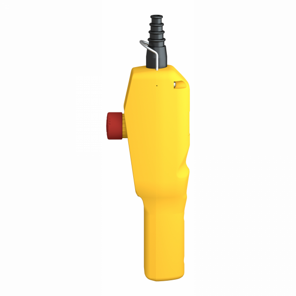 Harmony XACA - pistol grip - boîte pendante - 2 poussoirs capuchonnés - 1 arrêt d'urgence - IP65 - type de circuit élec. : télécommande - couleur station de contrôle : jaune - complet, prêt à utiliser - contrôle moteur de levage à 2 vit. - visuel 4