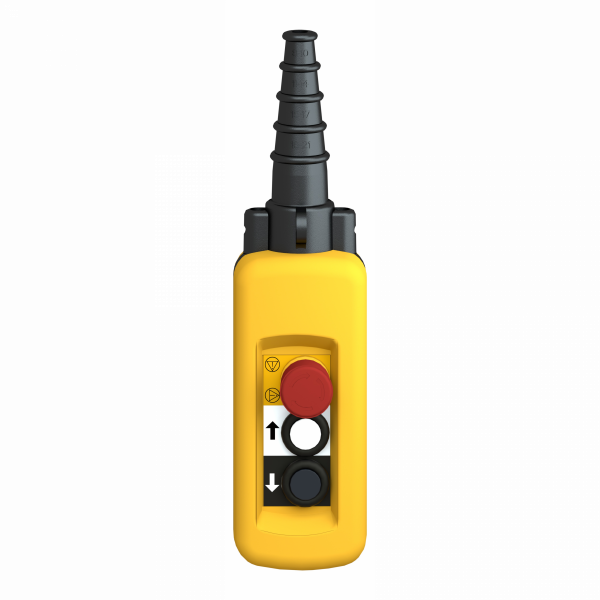 Harmony XACA - boîte pendante - 2 poussoirs 1 arrêt d'urgence - IP65 - type de circuit électrique : télécommande - couleur station de contrôle : jaune - pour contrôle du moteur de levage à 2 vitesses - visuel 1