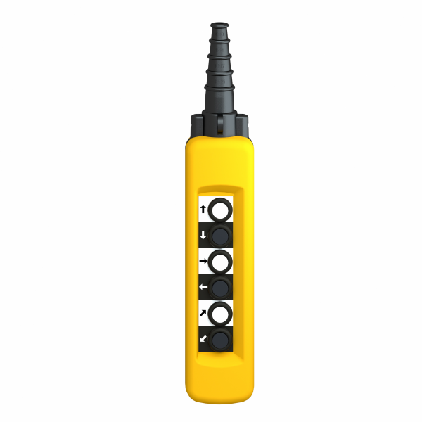 Harmony XACA - boîte pendante - 6 poussoirs - IP65 - type de circuit électrique : télécommande - couleur station de contrôle : jaune - contrôle du moteur de levage à 1 vitesse - visuel 1