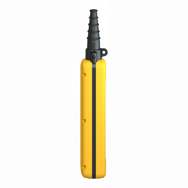 Harmony XACA - boîte pendante - 6 poussoirs - IP65 - type de circuit électrique : télécommande - station de contrôle : jaune - contrôle moteur de levage à 1 vitesse - bouton commande : premier bouton-poussoir 1 «&nbsp;O&nbsp;» + 1 «&nbsp;F&nbsp;» supérieur, lent - visuel 3