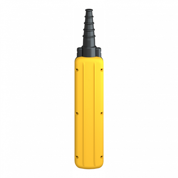 Harmony XACA - boîte pendante - 6 poussoirs - IP65 - type de circuit électrique : télécommande - station de contrôle : jaune - contrôle moteur de levage à 1 vitesse - bouton commande : premier bouton-poussoir 1 «&nbsp;O&nbsp;» + 1 «&nbsp;F&nbsp;» supérieur, lent - visuel 2