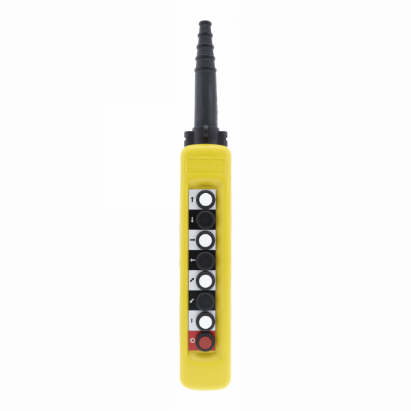 Harmony XACA - boîte pendante - 8 poussoirs - IP65 - type de circuit électrique : télécommande - couleur station de contrôle : jaune - contrôle du moteur de levage à 1 vitesse - avec interverrouillage mécanique entre paires - visuel 1