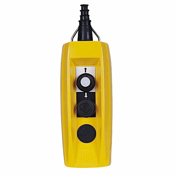 Harmony XACB - boîte pendante - 2 poussoirs - IP65 - type de circuit électrique : circuit de puissance - couleur station de contrôle : jaune - contrôle du moteur de levage à 1 vitesse - avec interverrouillage mécanique - visuel 1