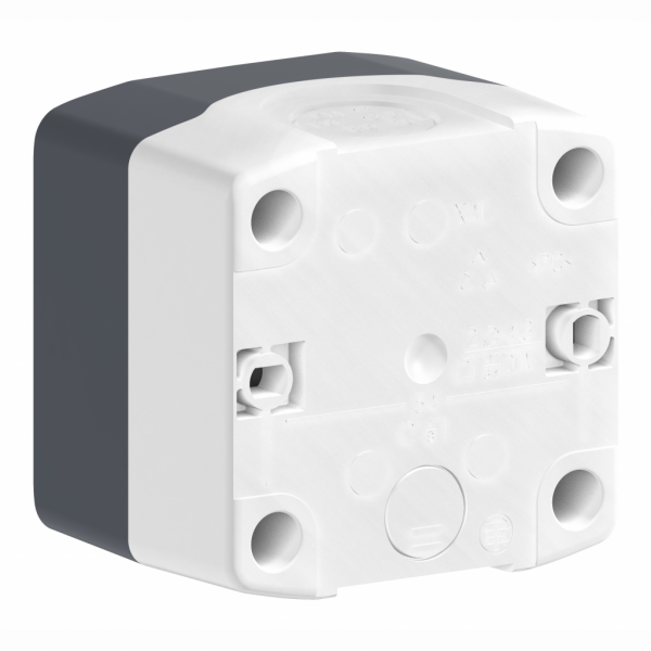 Harmony boite - 1 bouton poussoir rouge affleurant Ø22 - 1O - O - IP66, IP67, IP69, IP69K - couleur base boîtier : gris clair (RAL 7035) - capot : gris foncé (RAL 7016) - pour unités de commande et signalisation XB5 Ø 22 mm - fonction arrêt - visuel 1