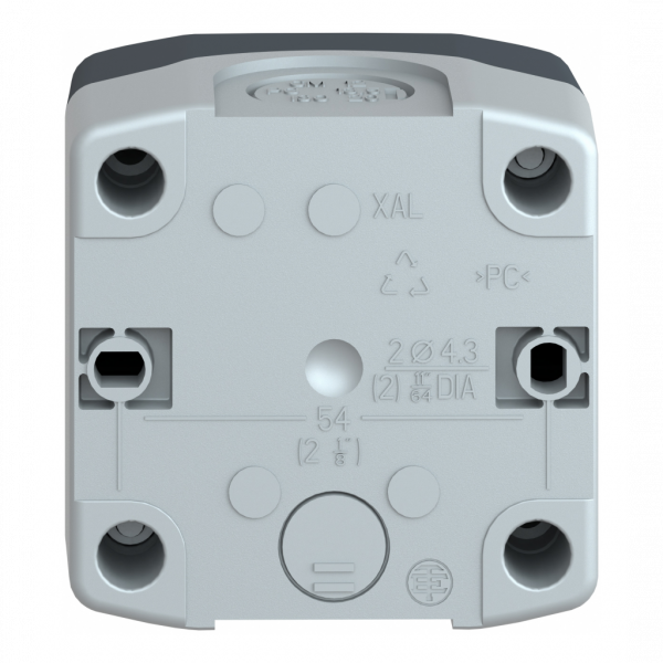 Harmony boîte - 1 bouton tournant Ø22 à manette - 1F - IP66, IP67, IP69, IP69K - couleur de la base du boîtier : gris clair (RAL 7035) - couleur du capot : gris foncé (RAL 7016) - pour unités de commande et signalisation XB5 Ø 22 mm - visuel 2
