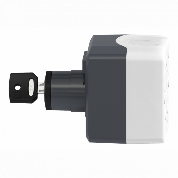 Harmony boîte - 1 bouton tournant Ø22 à clé - 1F - IP66, IP67, IP69, IP69K - couleur de la base du boîtier : gris clair (RAL 7035) - couleur du capot : gris foncé (RAL 7016) - pour unités de commande et signalisation XB5 Ø 22 mm - visuel 4