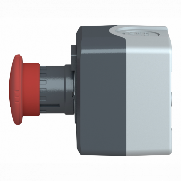 Harmony boite - 1 coup de poing rouge Ø40 - 1O - arrêt - IP66, IP69, IP69K - couleur de la base du boîtier : gris clair (RAL 7035) - couleur du capot : gris foncé (RAL 7016) - pour unités de commande et signalisation XB5 Ø 22 mm - visuel 4