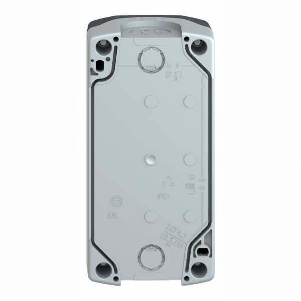 Harmony boîte - 3 boutons poussoirs Ø22 - blanc /rouge / noir - IP66, IP67, IP69, IP69K - 3 fonctions - couleur base boîtier : gris clair (RAL 7035) - capot : gris foncé (RAL 7016) - pour unités de commande et signalisation XB5 Ø 22 mm - visuel 2