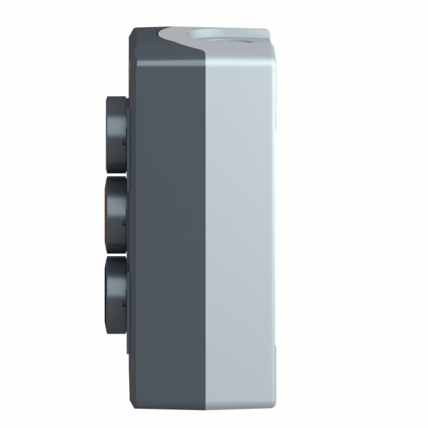 Harmony boîte - 3 boutons poussoirs Ø22 - blanc /rouge / noir - IP66, IP67, IP69, IP69K - 3 fonctions - couleur base boîtier : gris clair (RAL 7035) - capot : gris foncé (RAL 7016) - pour unités de commande et signalisation XB5 Ø 22 mm - visuel 4