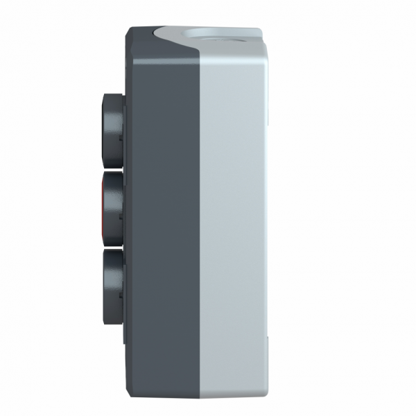 Harmony boîte - 3 boutons poussoirs Ø22 - blanc /rouge /noir - IP66, IP67, IP69, IP69K - 3 fonctions - couleur base boîtier : gris clair (RAL 7035) - capot : gris foncé (RAL 7016) - pour unités de commande et signalisation XB5 Ø 22 mm - visuel 4