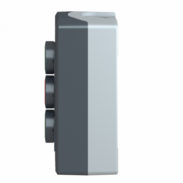 Harmony boîte - 3 boutons poussoirs Ø22 - vert /rouge /vert - IP66, IP67, IP69, IP69K - 3 fonctions - couleur base boîtier : gris clair (RAL 7035) - capot : gris foncé (RAL 7016) - pour unités de commande et signalisation XB5 Ø 22 mm - visuel 4